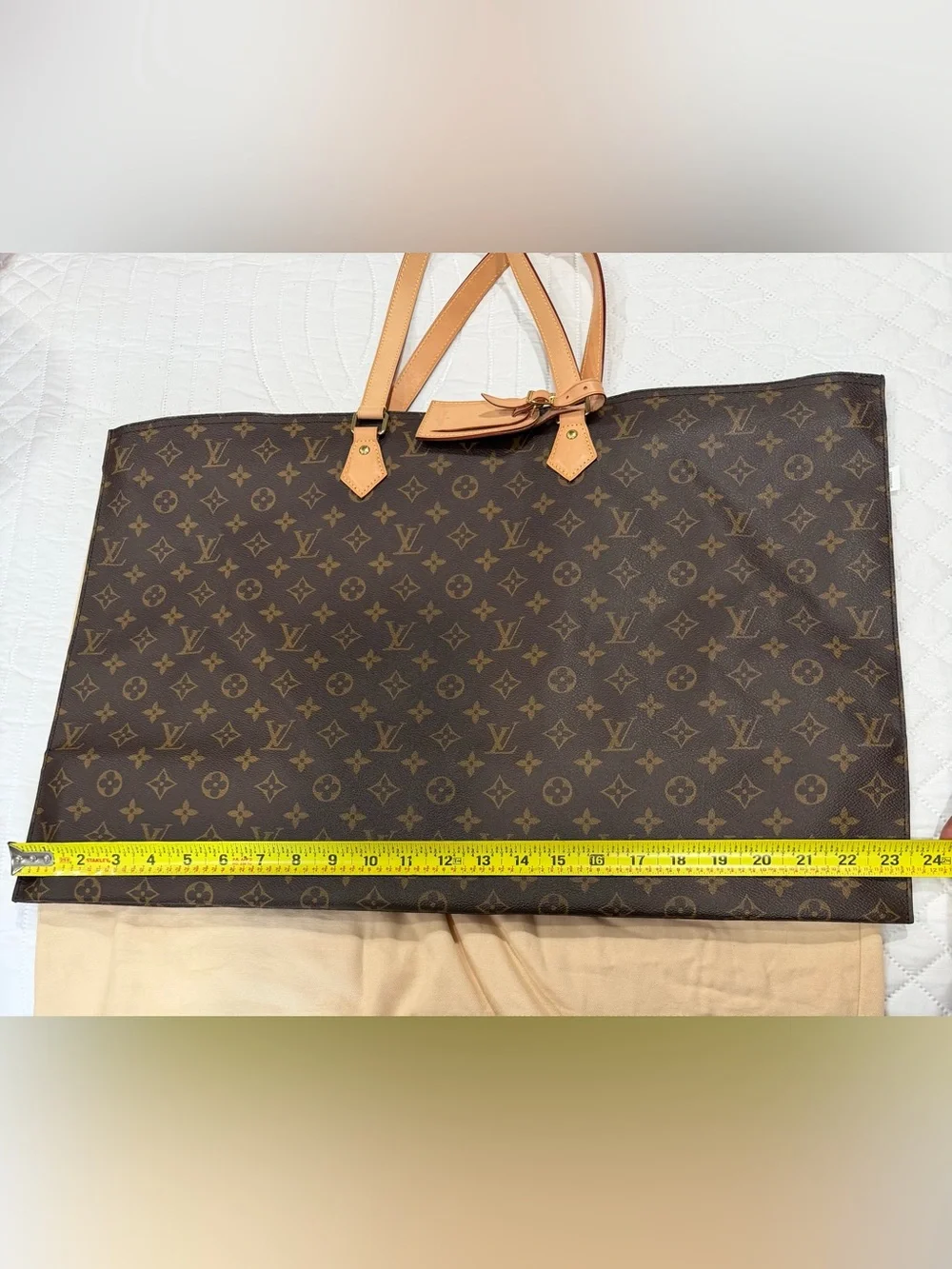 Louis Vuitton Brown Monogram Tote Bag with Vachetta Leather Handles 100%Authenti